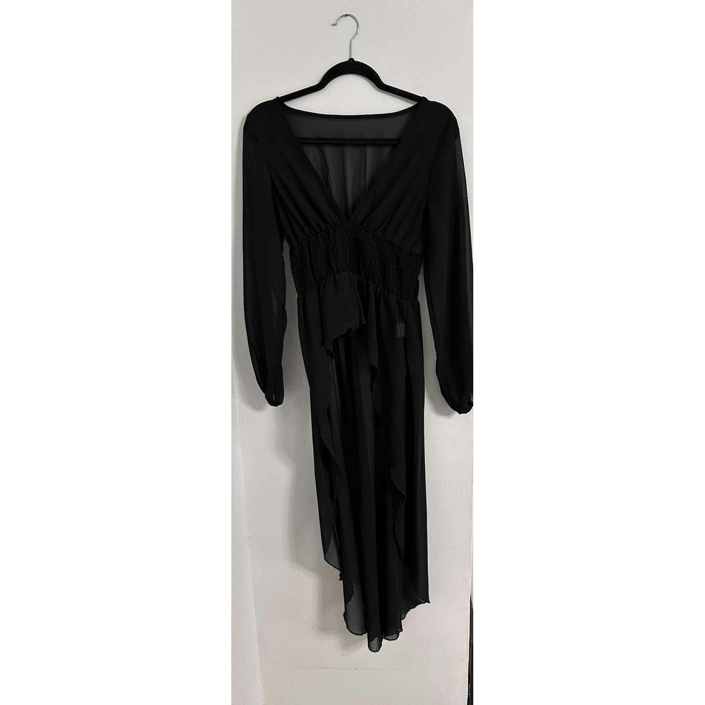 Unbranded Dark Academia Sheer Black Womens S High Low Dress